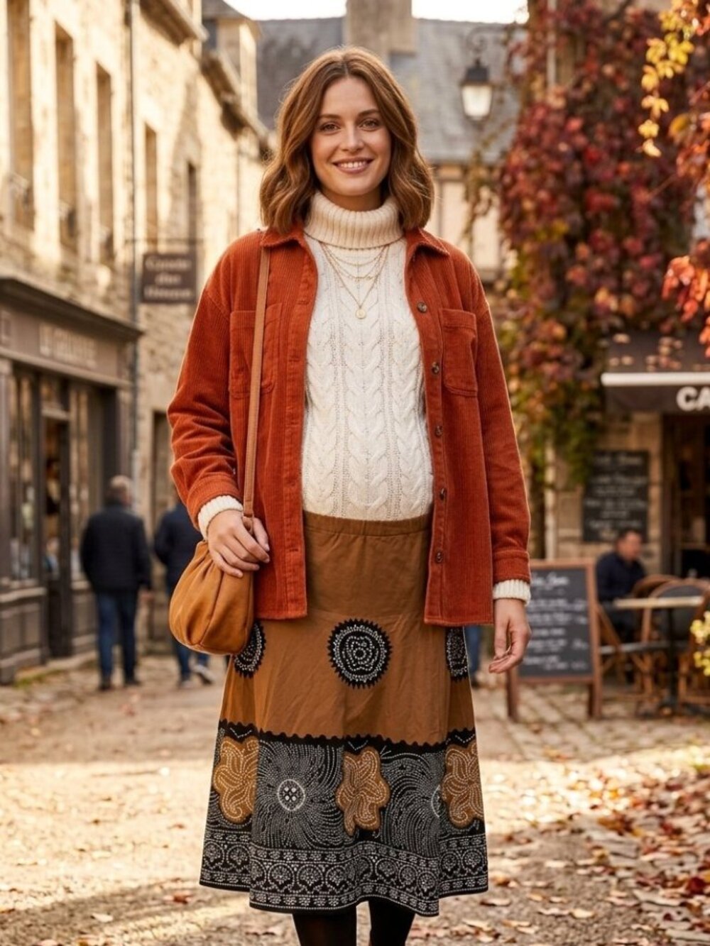 Motherhood Maternity Brown Black Patterned Bohemian Full Skirt 4997